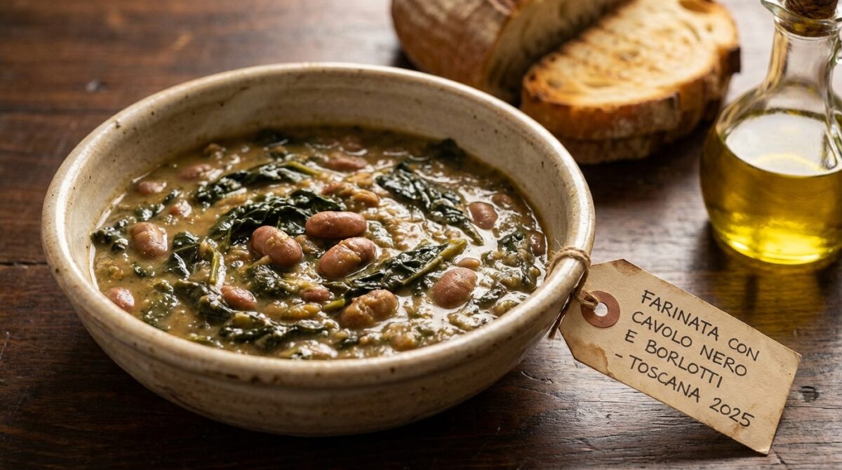 scopri la farinata con cavolo nero e borlotti, una zuppa cremosa e avvolgente perfetta per riscaldare le serate fredde con gusto e tradizione italiana.