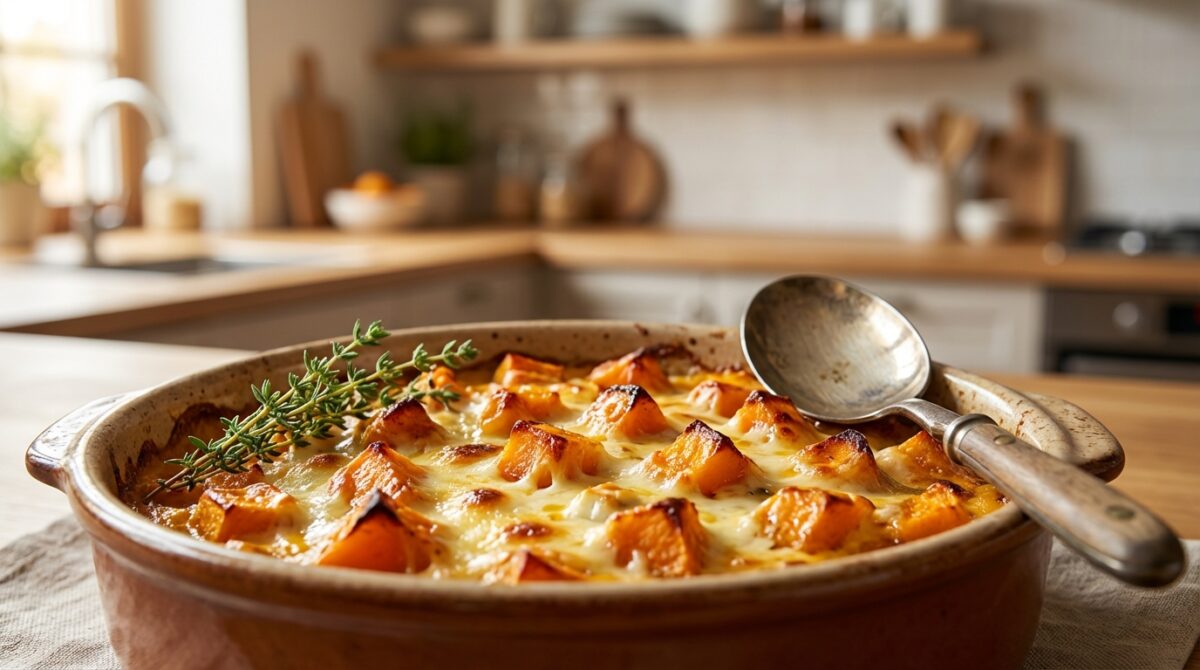 scopri il gratin fondente di zucca e capra fresco, un piatto che profuma tutta la casa e scalda i cuori come un fuoco di legna. perfetto per le serate autunnali.